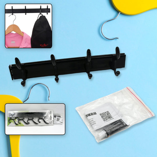 7570 Cloth hanger, Wall Door Hooks Rail for Hanging Clothes for Hanging Hook Rack Rail, Extra Long Coat Hanger Wall Mount for Clothes, Jacket, Hats, 6 Hook With Eco-friendly Liquid Adhesive Glue