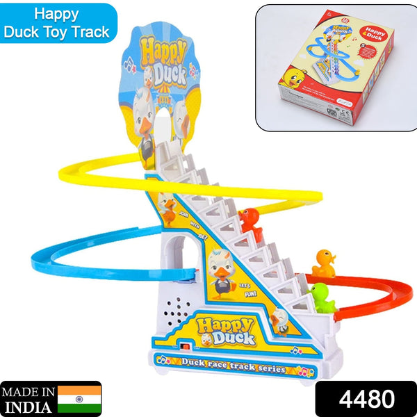 4480  Ducks Climb Stairs Toy Roller Coaster, Electric Duck Chasing Race Track Set, Fun Duck Stair Climbing Toy with Flashing Lights Music and 3 Ducks, Small Ducks Climbing Toys 