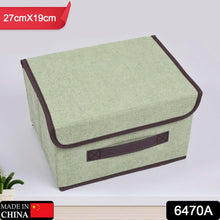 6470a Foldable Storage Box with Lid and Handles, Cotton and Linen Storage Bins and Baskets Organizer for Nursery, Closet, Bedroom, Home 