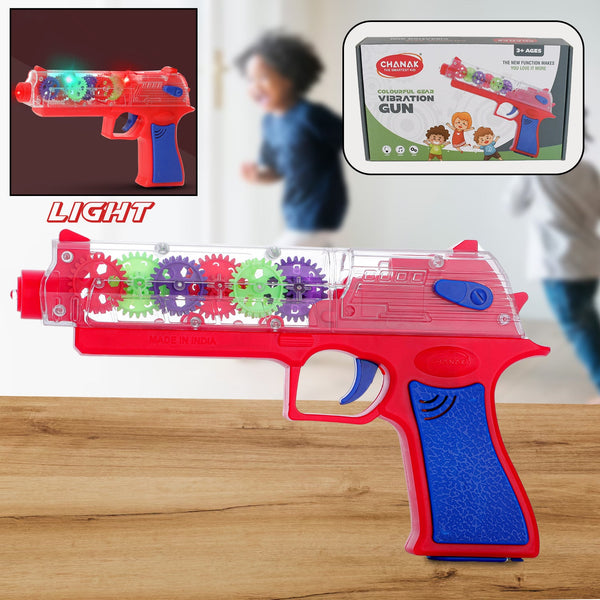 1941 Plastic Gear Simulation Toy Gun for Kids, Pretend Play Gun Toys with 3D Flashing Lights and Exciting Music, Electric Laser Toy Guns with Rotating Gear Mechanism, Toy for Birthday Gift for Kids 3+ Years (Pack of 1)