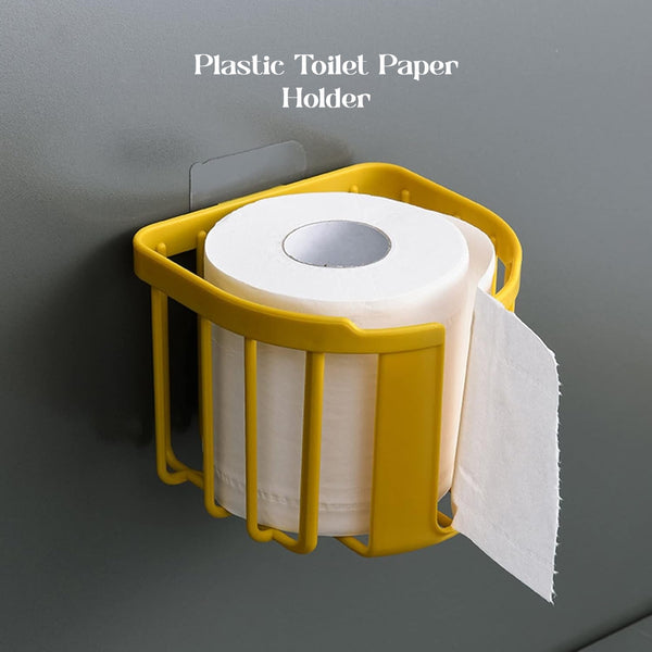 17881 Toilet Paper Holder Bathroom, Tissue Roll Wall Mounted Plastic Bathroom Toilet Paper Roll Holder, Tissue Holder with Storage and Dispenser for Bathroom, Kitchen, Washroom | 14 x 13.5 x 11 Cm