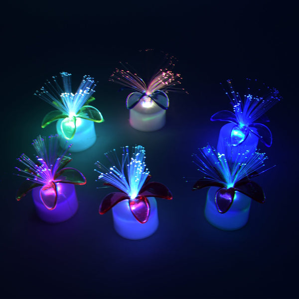 6237A Fiber Optic Light, Mini Color Change LED Table Centerpieces, Light Up Candle - Pack of 6