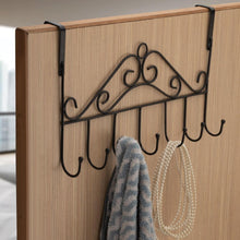 9383 Over The Door Hanger Rack 7 Hooks Decorative Ognazier Hook Rack Stylish Door Hanger Door Hook Hangers with 7 Hooks,Metal Hanging Rack for Home Office Use