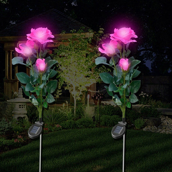 6616A Garden Solar Outdoor Rose Lights Decorative , Waterproof Flower Light for Garden Patio Landscape Pathway Yard Holiday Decoration 