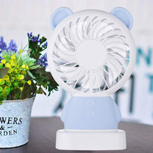 7632 MINI PORTABLE FAN USB RECHARGEABLE HANDHELD BEAR STYLE COLOR CHANGING LED LIGHT POCKET DESK LIGHT FAN 