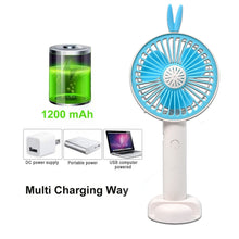 7606 Mini Portable Hand Fan USB Rechargeable Fan With Led Light Fan for Indoor and Outdoor Use by Women and Men Table Standing Stand Included 