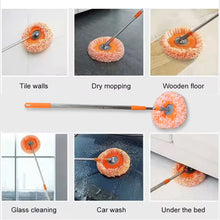 17963   360° Rotatable Ceiling Dust Cleaning Mop Extendable Long Lightweight Handle Mop Heads Pad, Spin Scrubber for Ceiling Floor Bathroom Kitchen Tile