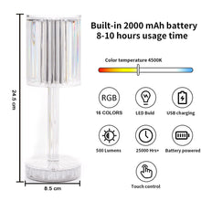 6605 Crystal Table Lamp , Touch Control Atmosphere Nightstand Lamp With USB Charging Line 