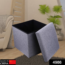 4986 Living Room Cube Shape Sitting Stool with Storage Box. Foldable Storage Bins Multipurpose Clothes, Books, and Toys Organizer with Cushion Seat (multicolor )