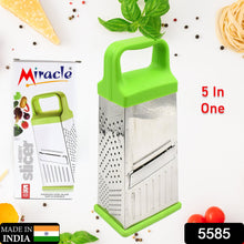 5585 Miracle 5 In 1 Multifunctional Stainless Steel, Cheese Grater With Handle Stainless Steel Material Food Grater For Carrot, Cheese, Panner, Lemon or orange Peel and other Vegetable & Fruit  