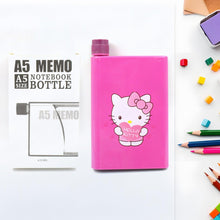 0147 Kitchen Storage A5 size Flat Portable NoteBook Shape Water Bottle With a Cartoon Character Design-Hello Kitty - For School Outdoors and Sports Return Gift/Birthday Gift (1 Pc 420ML)