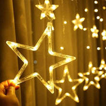 1253 12 Stars Curtain String Lights, Window Curtain Lights with 8 Flashing Modes Decoration for Festivals-11