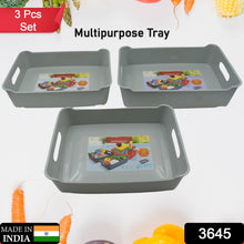 3645 Multipurpose Organising & Storage Plastic Tray,  Fruit & Vegetable/ Multi Purpose Tray, Organizer for Kitchen, Countertop, Cabinet, Bathroom Plastic Storage Basket For Store Fruits, Vegetables, Magazines, Cosmetics, Stationary Set of 3