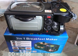 2788 3 in 1 Breakfast Maker Portable Toaster Oven, Grill Pan & Coffee Maker Full Breakfast Ready at One Go