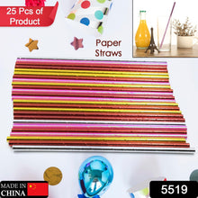 5519 Home Paper Straws Durable & Eco-Friendly Colorful - Drinking Straws & Party Decoration Supplies, Adorable Solid Color Food Grade Paper Straws for Birthday, Wedding, Baby Shower Celebration (25 Pcs Set)