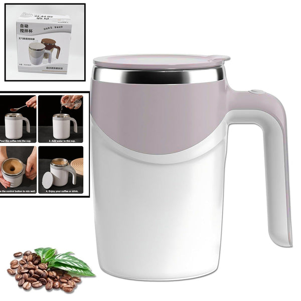 5545 Stirring Coffee Mug | Magnetic Stirring Coffee Cup | Stainless Steel Mug for Milk | Travel Mixing Cup | Self Stirring Coffee Mug, Suitable for Coffee / Milk / Hot Chocolat | Battery Operated ( Battery Not Included)