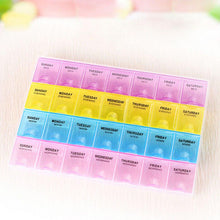 0383 Pill Case- 4 Row 28 Squares Weekly 7 Days Tablet Box Holder Medicine Storage Organizer Container 