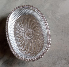 2090 Multipurpose Royal Design Oval Silver Gift Tray