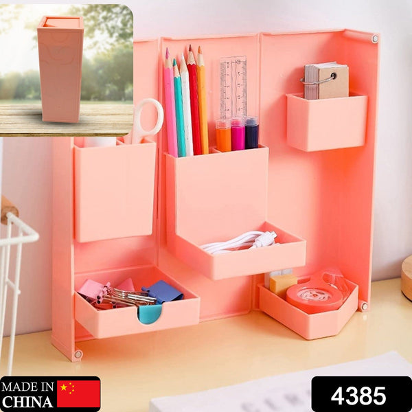 4385 Multi-Purpose Pen Holder, Foldable Magnetic Kawaii Desk Pen Holder Pencil Makeup Storage Box Desktop Organizer Stand Case School Office Stationery