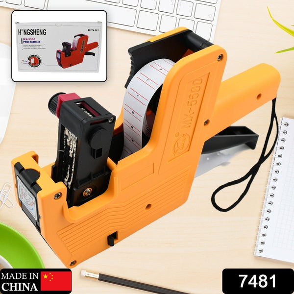 7481 HAND HELD PLASTIC 8 DIGITS PRICE LABEL TAG GUN WIDELY USED IN DEPARTMENTAL STORES AND MARKETS FOR PRICE TAGGING AMONG CUSTOMERS.