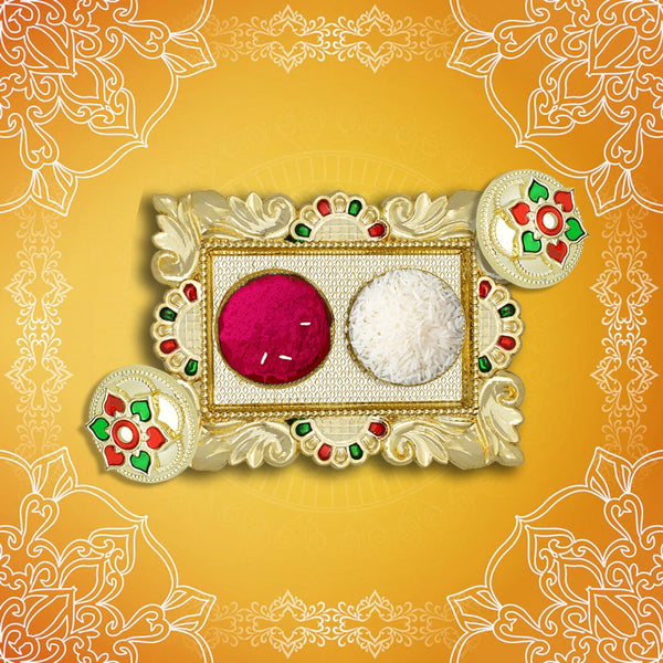 Rakasha Bandhan Special Puja Thali, Kumkum Thali Holder, Pooja Return Gift, Indian Housewarming Gifts, Brother / Bhai / Bhabhi / Sister / Family  Rakhi for Rakshabandhan, Diwali