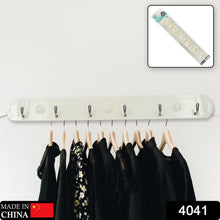 4041 Multipurpose hangers, Wall Door Hooks Rail for Hanging Clothes for Hanging Hook Rack Rail, Extra Long Coat Hanger Wall Mount for Clothes, Jacket, Hats, 6 Hook