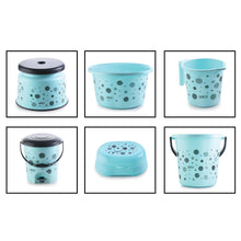 8711 PLASTIC BATHROOM ACCESSORIES SET 6 PCS BATH SET BATHROOM BUCKET WITH DUSTBIN MUG, STOOL, SOAP CASE,TUB 