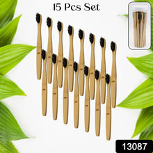 Bamboo Wooden Toothbrush Soft Toothbrush Wooden Child Bamboo Biodegradable Toothbrush, Manual Toothbrush for Adult, Kids (15 pcs set / With Round Box)