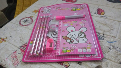 Kids' Stationery Kit: Wooden Pencils, Sharpener, Eraser, Diary (8 Pc Set)