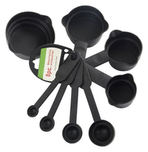 106 Plastic Measuring Cups and Spoons (8 Pcs, Black) Shopistore