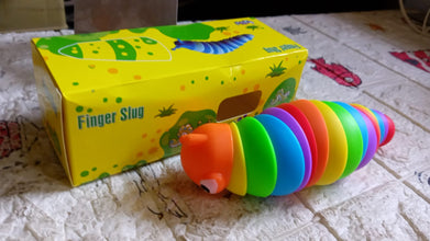 17594 3D Rainbow Color Plastic Slug Fidget Toys, Stress Relieving Toy, Sensory Slug Toy for Boys and Girls, Finger slug Toy, for Autistic, Caterpillar Fidget Toys Stress Relief Gifts for Toddlers Kids Adults  (1 Pc)