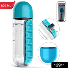 12911 Pill & Vitamin Bottle, Water Bottle Multi Functional Use for Traveling & Outdoor Use Water Bottle, Travelling kit, Summer Special Bottle (600 Ml /  Mix Color )