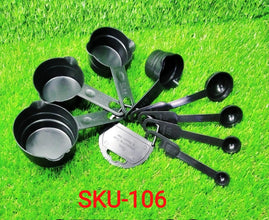 106 Plastic Measuring Cups and Spoons (8 Pcs, Black) Shopistore